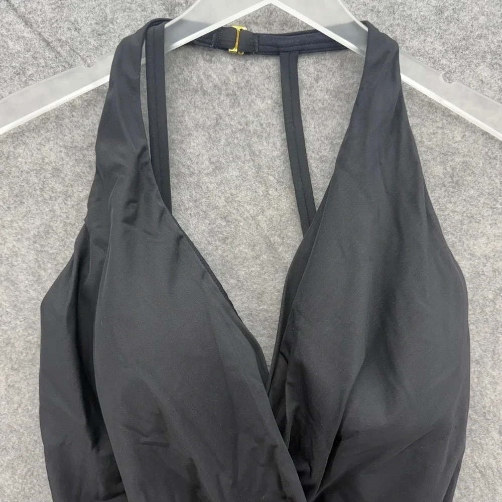 Miraclesuit Wrapsody One Piece Swimsuit Size 12 Black Halter Tummy Control